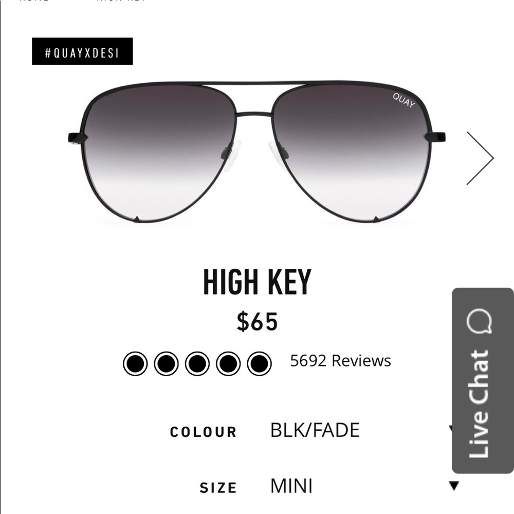 NEW Quay High Key Mini Black Fade Aviators